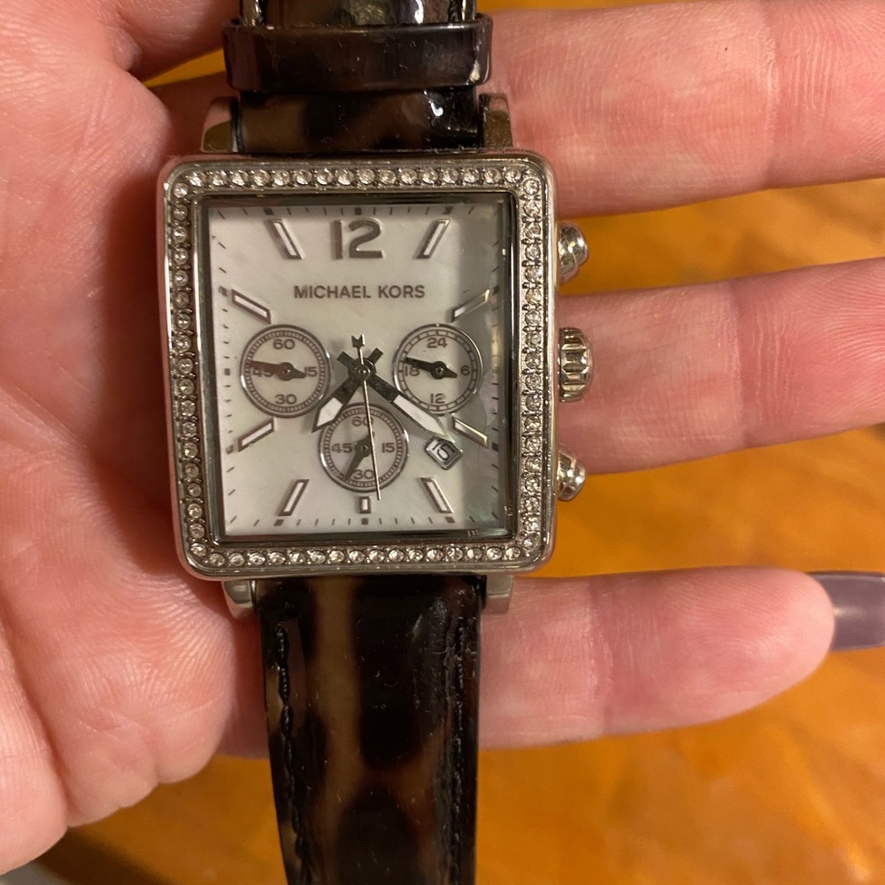 Michael Kors Leather, Tortoise and Silver Watch - Picture 13 of 16